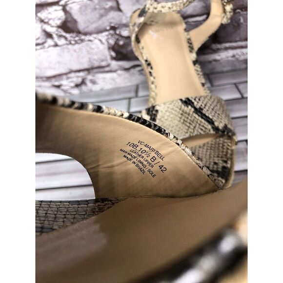 Vince Camuto Marybell Ivory Leather Snake Wedge Espadrilles Sandals Women’s 10.5 - Picture 10 of 16